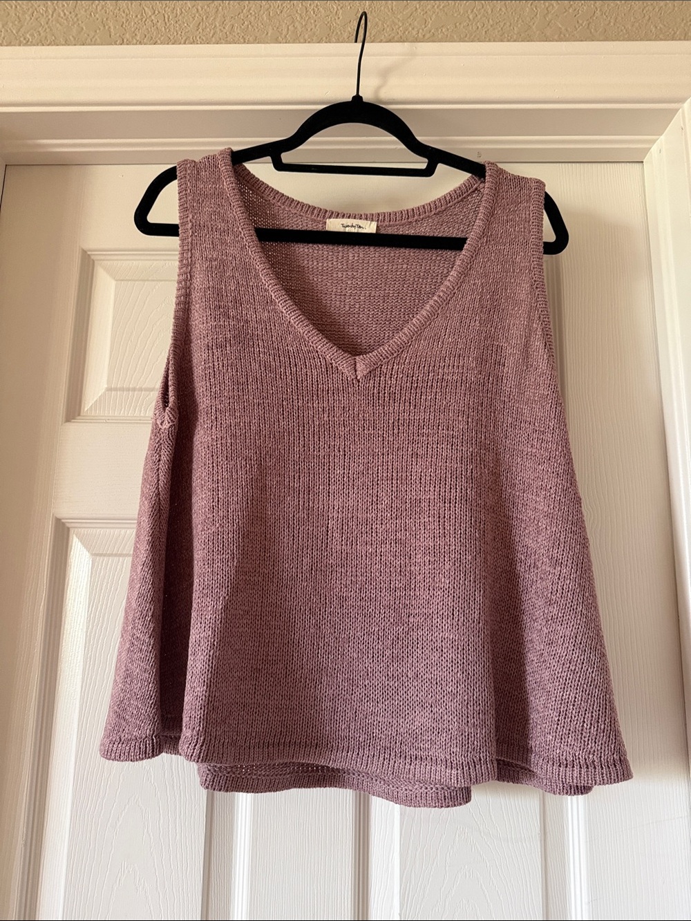 TWENTY TEN Mauve Sleeveless V-Neck Knit Tank Top Babydoll Flare Size M/L